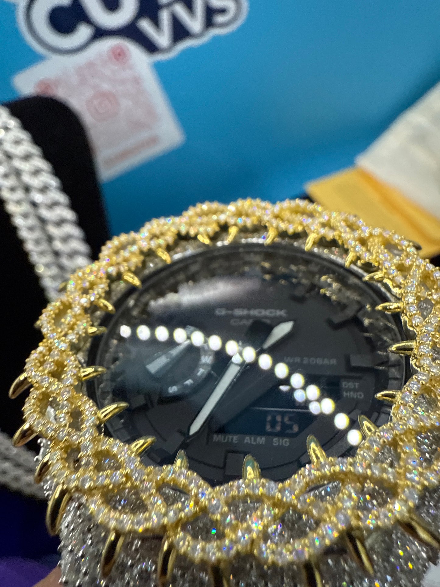 CUSTOM WHITE/BLACK THORN MOISSANITE GSHOCK GA-2100