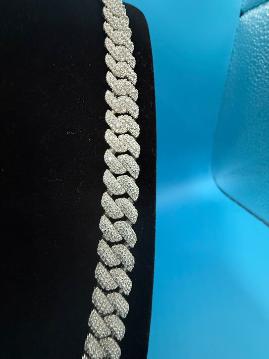 10MM MOISSANITE MOON ROCK CUBAN SOLID 925 SILVER