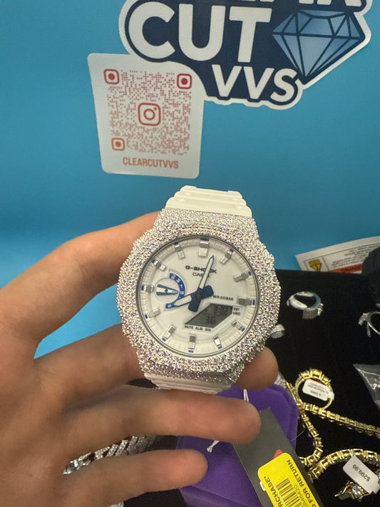 CUSTOM WHITE MOISSANITE GSHOCK GA-2100