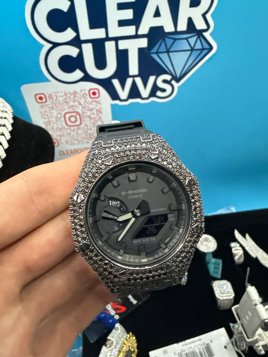 CUSTOM BLACK MOISSANITE GSHOCK GA-2100