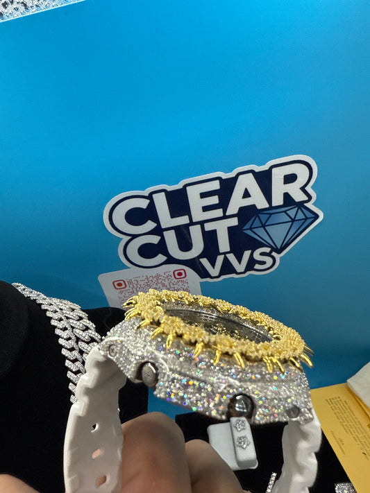 CUSTOM WHITE/BLACK THORN MOISSANITE GSHOCK GA-2100