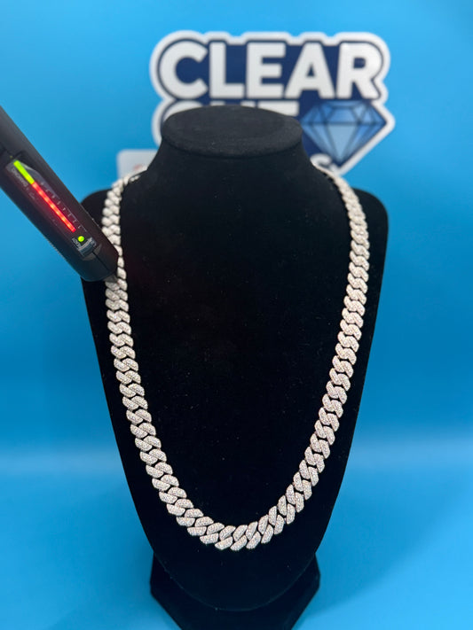 10MM MOISSANITE MOON ROCK CUBAN SOLID 925 SILVER