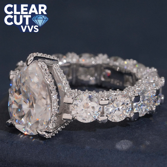 Pear Cut Moissanite Solitaire Engagement Ring | D-VVS1 | Solid 925 Silver | USA Stock