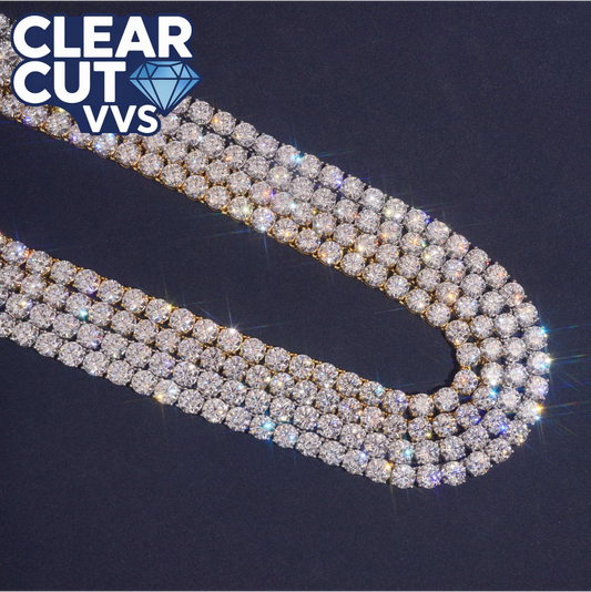 Iced Out 4mm Moissanite Tennis Chain | D Color VVS1 Stones | 925 Silver & 14k Gold Plated Necklace