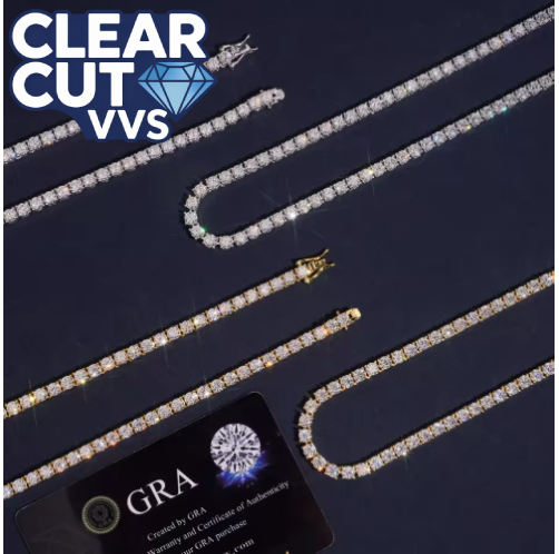 3MM VVS Moissanite Tennis Chain | Solid 925 Silver Iced Out Necklace