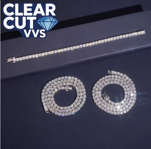 3MM VVS Moissanite Tennis Chain | Solid 925 Silver Iced Out Necklace