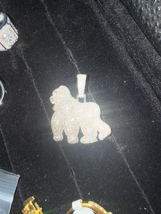 KING KONG MOISSANITE PENDANT, 925 SILVER
