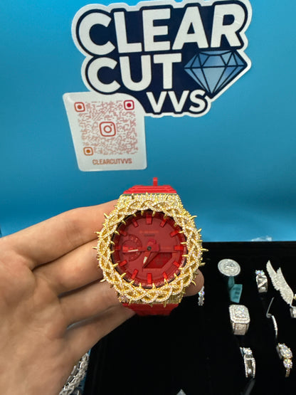 CUSTOM RED MOISSANITE GSHOCK GA-2100