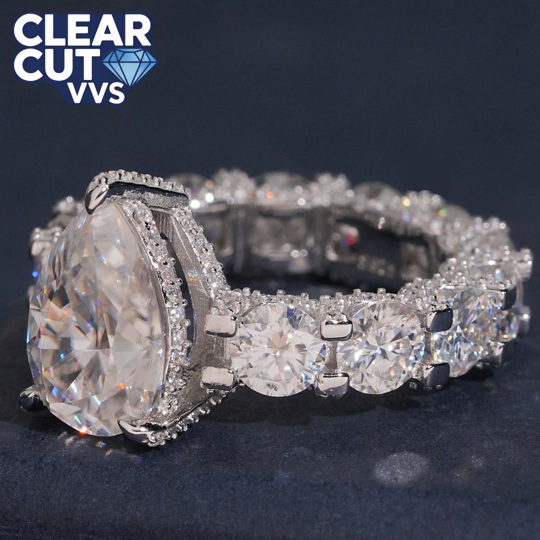 Pear Cut Moissanite Solitaire Engagement Ring | D-VVS1 | Solid 925 Silver | USA Stock