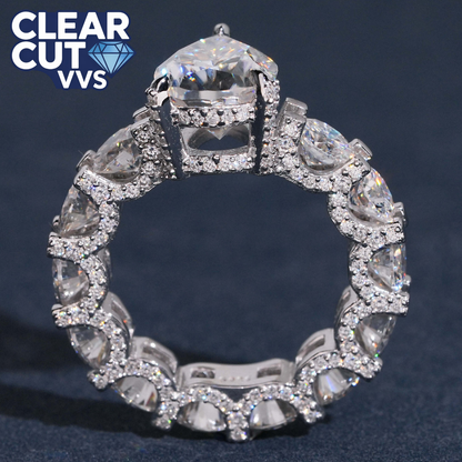 Pear Cut Moissanite Solitaire Engagement Ring | D-VVS1 | Solid 925 Silver | USA Stock