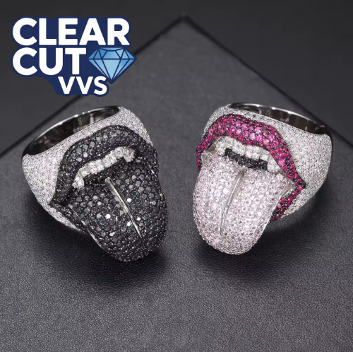 Iced Out Moissanite Ring | D-VVS1 | 925 Sterling Silver | White Gold Plated | Rapper Jewelry | KISS OF DEATH