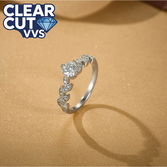 Elegant Leaf Design Moissanite Ring | 925 Sterling Silver | Eternity Band Style