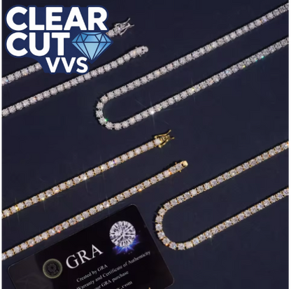 3MM VVS Moissanite Tennis Chain | Solid 925 Silver Iced Out Necklace