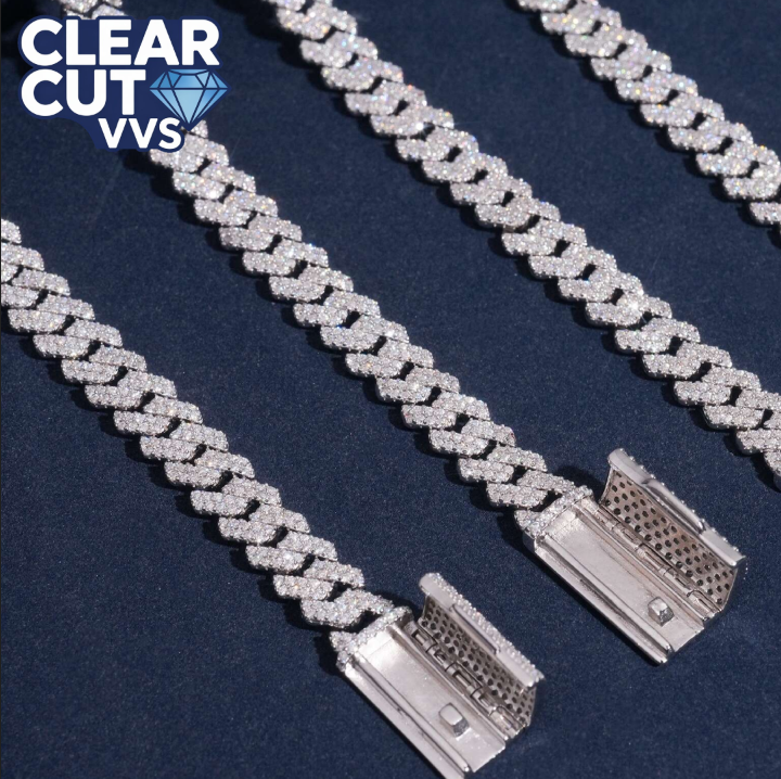 8MM Iced Out VVS Moissanite Cuban Link Chain | 925 Solid Silver | Passes Diamond Tester