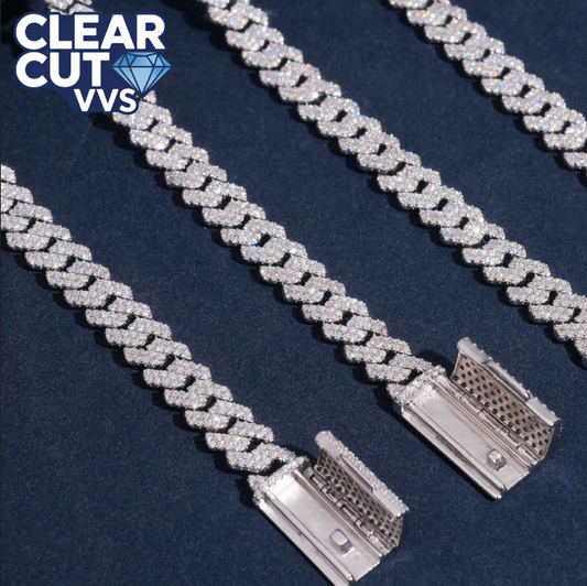 8MM Iced Out VVS Moissanite Cuban Link Chain | 925 Solid Silver | Passes Diamond Tester